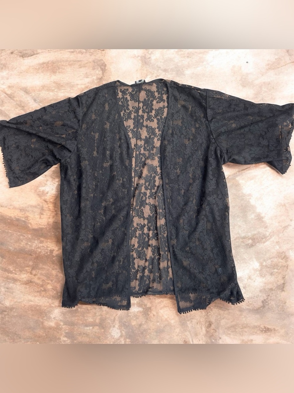 Express Black Lace Kimono Open Front Top